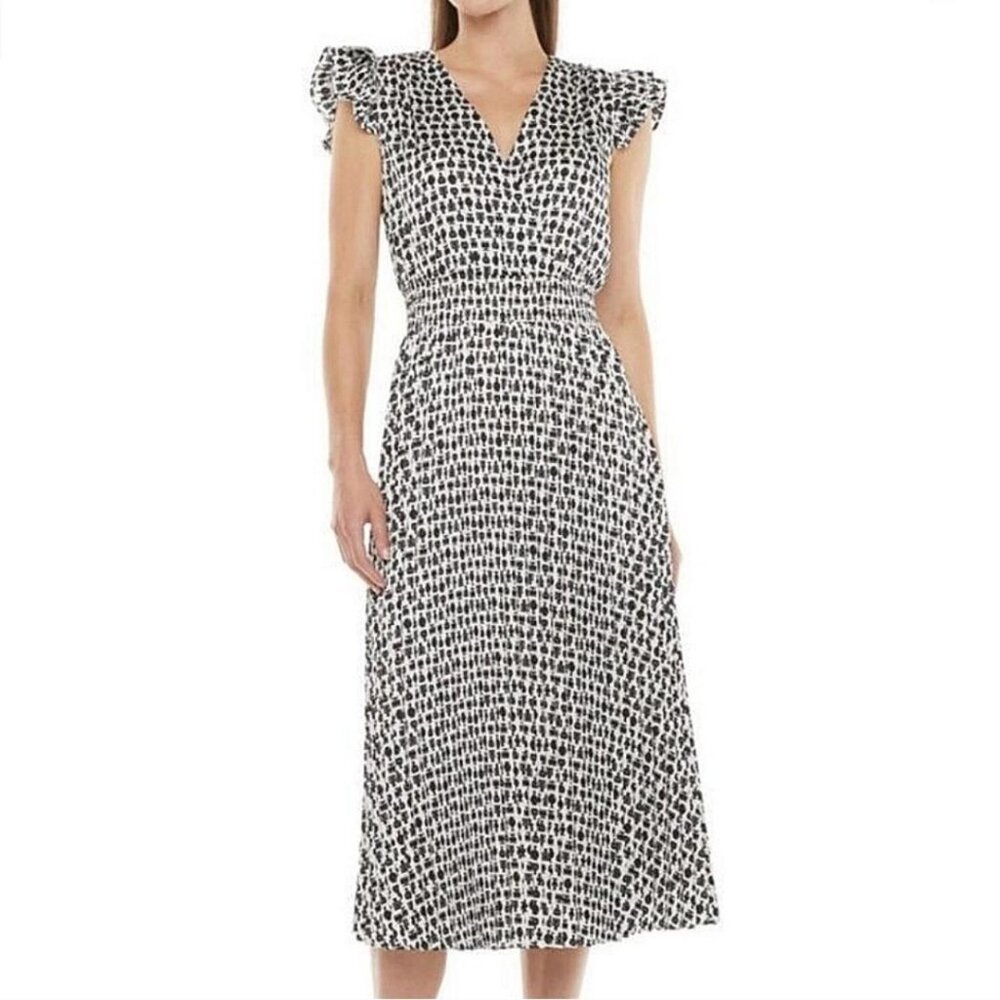 NWT Ryegrass Perfume Bottle Satin Midi Pleated Dress